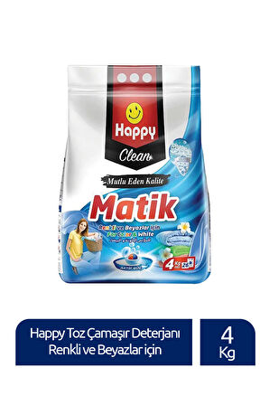 Happy Clean Toz Çamaşır Deterjanı Renkli ve Beyazlar İçin 4 kg