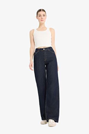 DeFacto Straight Wide Yüksek Bel Uzun Jean Pantolon D5123AX25SPNM82