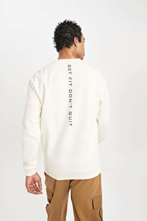 DeFactoFit Standart Fit Bisiklet Yaka Baskılı Cepli Sporcu Sweatshirt B4773AX24SPER105