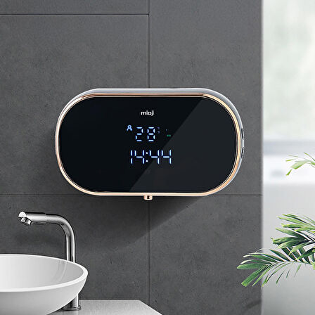 Mioji Mio SM01 Saatli 2000mAh Şarjlı Dijital Ekranlı 350ml Köpük Sabunluk Dispenser - Siyah