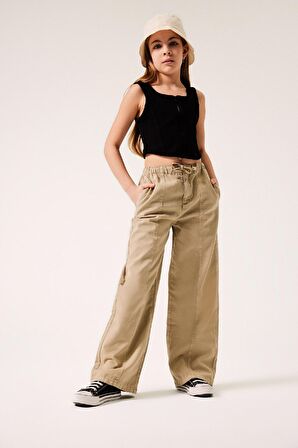 Kız Çocuk Wide Leg Geniş Paça Pamuklu Pantolon