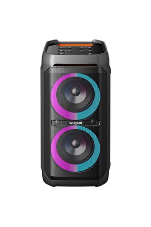 W-KING T11 Bluetooth Hoparlör 220W Partybox 24S Dinleme Işıklı IPX6 Kablosuz Stereo TWS Ses Bombası Siyah