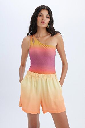 DeFacto Yüksek Bel Kısa Paça Saten Şort C9289AX24SMYL302