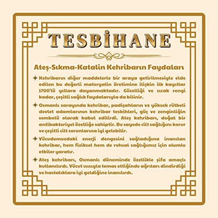Tesbihane -  925 Ayar Gümüş Püsküllü Küre Kesim Süzme Mavi-Beyaz Ateş Kehribar 99luk Tesbih