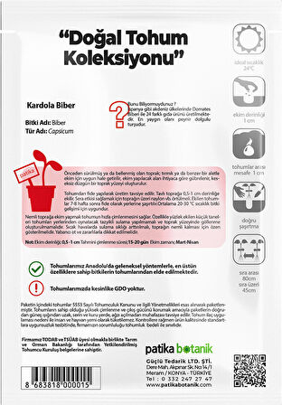 150 Adet Yerli Ata Kardola Biber Tohumu (Mini Kapya)
