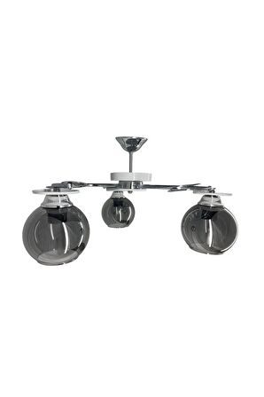 İlay Beyaz 3'lü Füme Camlı Avize | Kaliteli Modern Metal Avize