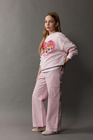 DeFacto Kız Çocuk Wide Leg Kargo Geniş Paça Jean Pantolon C0451A825SMPN122