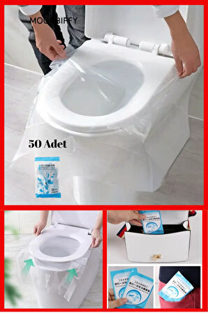 kullan at tek kullanımlık klozeti örtüsü hijyenik klozet poşeti seyahat için 50 adet klozet ürtüsü
