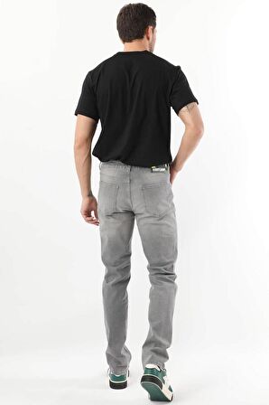 Erkek Dizi Yırtık Jean Pantolon Gri