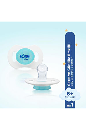 Wee Baby 2'li Gece Gündüz Emzik No:1 (Saklama Kabı Hediyeli) - Mavi