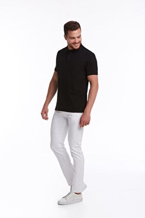 Siyah Regular Fit %100 Pamuk Polo Yaka Tişört | M