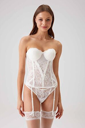 Pierre Cardin Kadın Ekru 4038 Princess Balenli Desteksiz Büstiyer Takımı