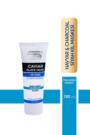 SOFTTO PLUS HAVYAR YAŞLANMA KARŞITI YAĞ KONTROL VE DENGELEYİCİ SİYAH MASKE 100 ML