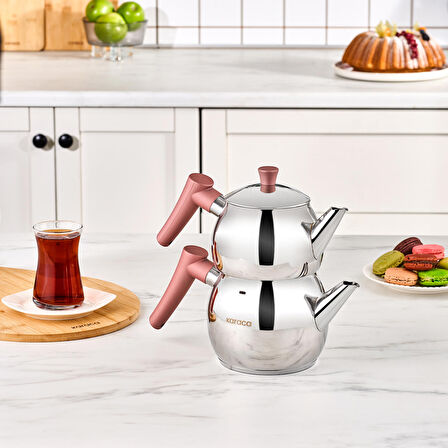 Karaca Frezya İndüksiyon Tabanlı Mini Çaydanlık Takımı Rose