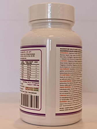 Magnezyum Malat Kapsül (Magnesium Malate Capsule)60Adet