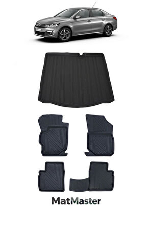 Citroen C-Elysee 2023 Model 5D Premium Ekstra Havuzlu Paspas Ve Bagaj Havuzu Set