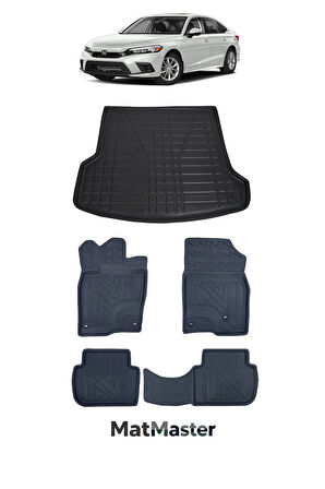 Honda Civic FE1 2025 Model 5D Premium Ekstra Havuzlu Paspas Ve Bagaj Havuzu Set