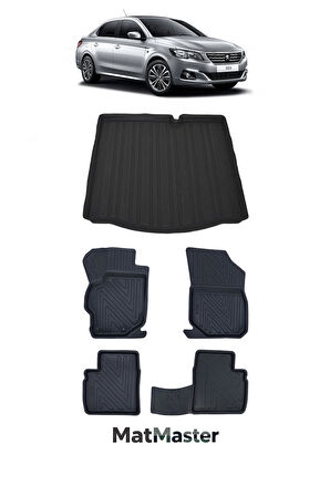 Peugeot 301 2024 Model 5D Premium Ekstra Havuzlu Paspas Ve Bagaj Havuzu Set