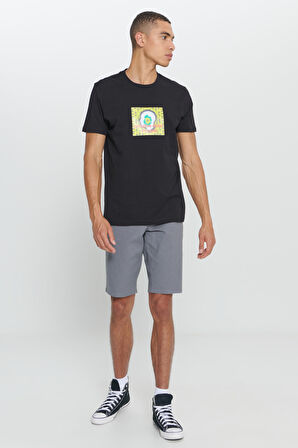 Standart Fit Normal Kesim %100 Pamuk Baskılı Bisiklet Yaka Tişört