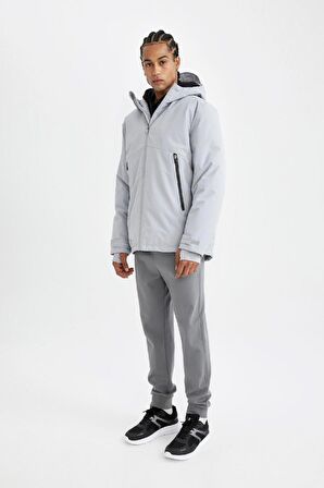 DeFactoFit Termometreli Mont Parka Su İtici Rüzgar Geçirmez Slim Fit Dar Kesim Kapüşonlu Fermuarlı C6056AX24WNGR487