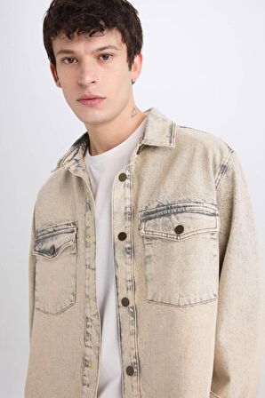 DeFacto Relax Fit Cepli Uzun Kollu Jean Gömlek D0447AX24AUBN105
