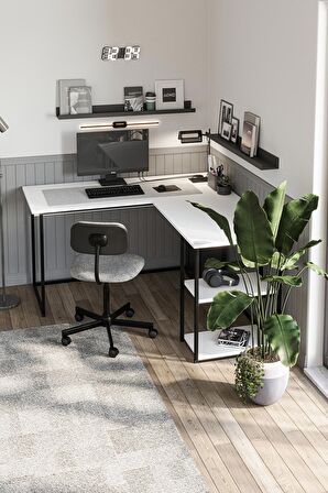 Bofigo Çalışma Masası Ofis Masası Köşe Masa Bilgisayar Masası Odin Beyaz