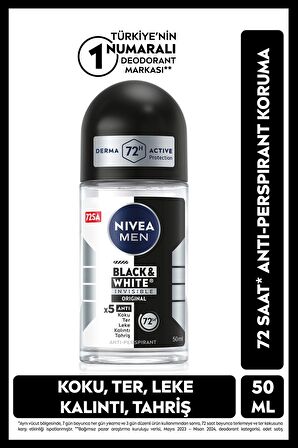 Nivea Deodorant Roll-On Invisible Black&White Power Erkek 50 Ml