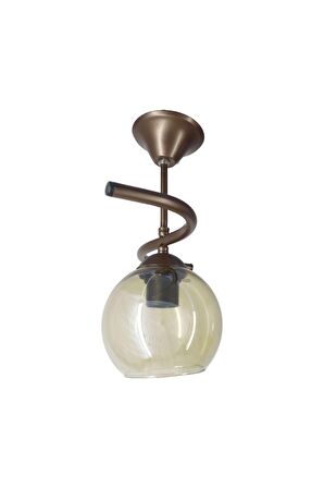 Fuji Bronz Tekli Bal Camlı Avize | Kaliteli Modern Metal Avize