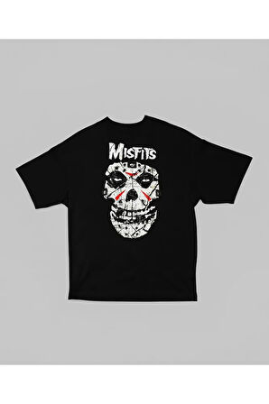 Müzik Grubu Misfits Baskılı Unisex Oversize Tişört