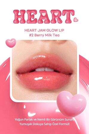 Yoğun Nemlendirici, Parlak Bitişli Balm Peripera Heart Jam Glow Lip (2 Berry Milktea)
