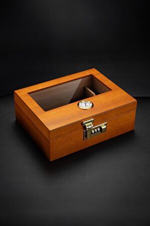 Falconetti Kahverengi Camlı Humidor Şifreli Puro Kutusu rd29khv