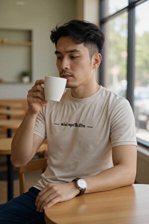 Erkek Slim Fit Enjeksiyon Baskılı Pamuklu T-Shirt