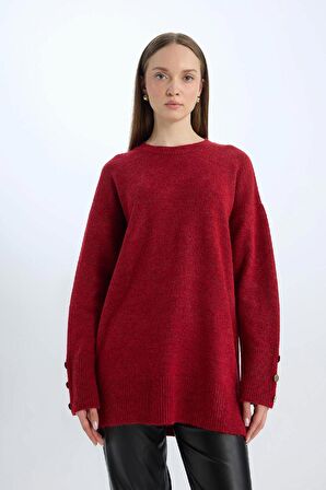 DeFacto Regular Fit Bisiklet Yaka Basic Düz Kazak Tunik D2444AX24WNRD328
