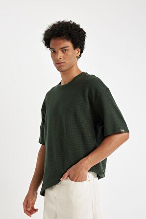 DeFacto Comfort Fit Bisiklet Yaka Kısa Kollu Waffle Tişört B4443AX24AUKH225
