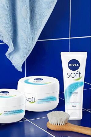 Nivea Soft Nemlendirici Bakım Kremi 75 ml, Jojoba Yağı, E Vitamini, Yüz Vücut El, Yumuşak Cilt Hissi