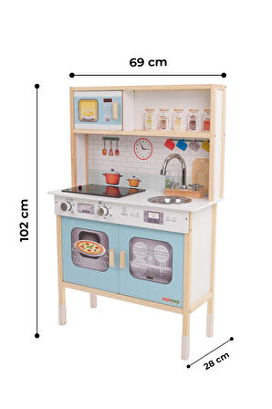Ledli Ahşap Oyuncak Mutfak ~ Montessori Mutfak, Çocuk Mutfağı, Hediye Halı DBG102