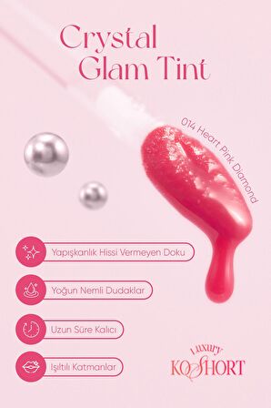 Yapışkanlık Hissi Vermeyen Yoğun Işıltılı Tint CLIO Crystal Glam Tint (14 Heart Pink Diamond)