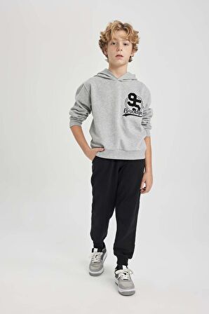 DeFacto Erkek Çocuk Kapüşonlu Baskılı Sweatshirt Eşofman Altı 2'li Takım B7731A824SPGR210
