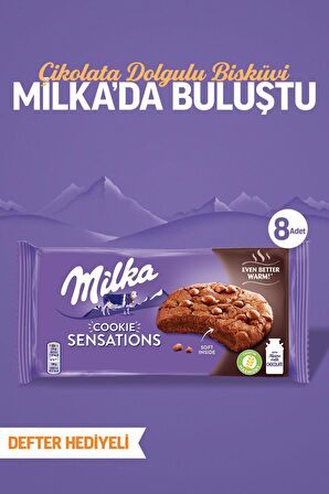 Defter Hediyeli Milka Sensations Damla Çikolatalı ve Dolgulu Bisküvi 156 gr - 8 Adet