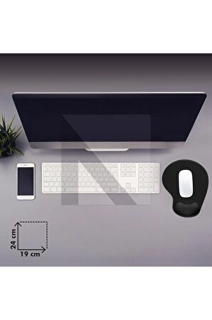 MP01 - Siyah Elips Bilek Destekli Mouse Pad | Konforlu, Kaymaz Taban, Ergonomik, Yumuşak, Ev,ofis