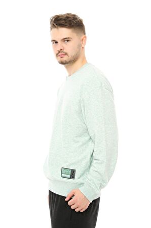 defy's Erkek Oversize Sweat Etiket Detaylı Yeşil Melanj
