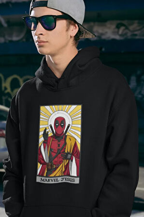 Deadpool Marvel Jesus Baskılı Unisex Oversize Hoodie