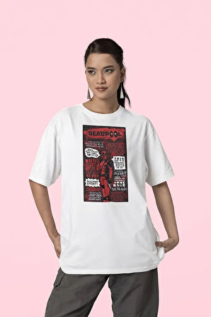 Dergi Kapağı Deadpool Baskılı Oversize Unisex Marvel Tişört