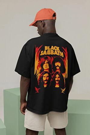 Müzik Grubu Black Sabbath Baskılı Unisex Oversize Rock Metal Tişört