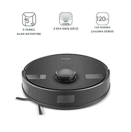 Homend Alex Laser 1291H Moplu ve Haritalamalı Akıllı Robot Süpürge Siyah