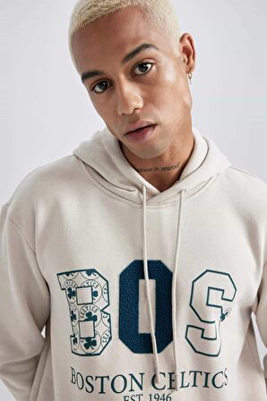 DeFactoFit NBA Boston Celtics Standart Fit Kapüşonlu Kalın Sweatshirt A9682AX23WNGR435