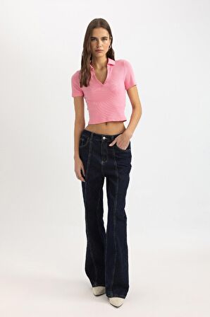 DeFacto Slim Fit Dar Kesim Fitilli Kaşkorse Kısa Kollu Polo Tişört C4076AX24SPPN164