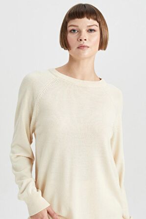 DeFacto Relax Fit Bisiklet Yaka Basic Kazak X3066AZ23WNBG411