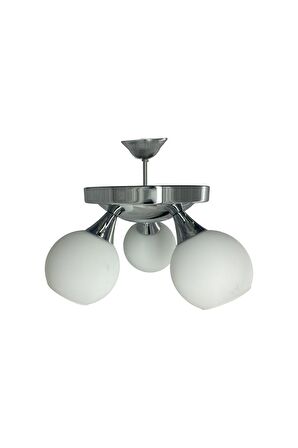 Yaz Krom 3'lü Beyaz Camlı Avize | Kaliteli Modern Metal Avize