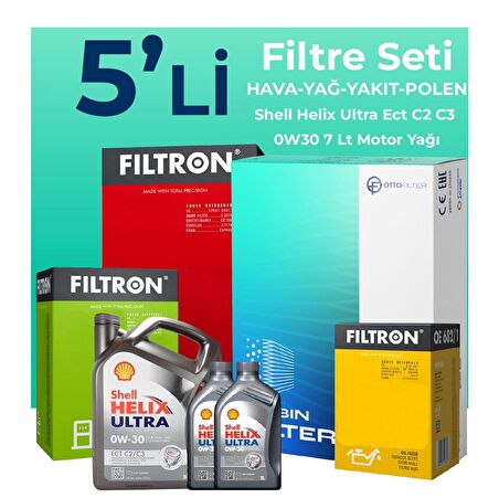 Filtron Peugeot Boxer 2.0 Dizel BlueHDi Filtre Bakım Seti Shell Motor Yağlı (2015-2020) 5 Li